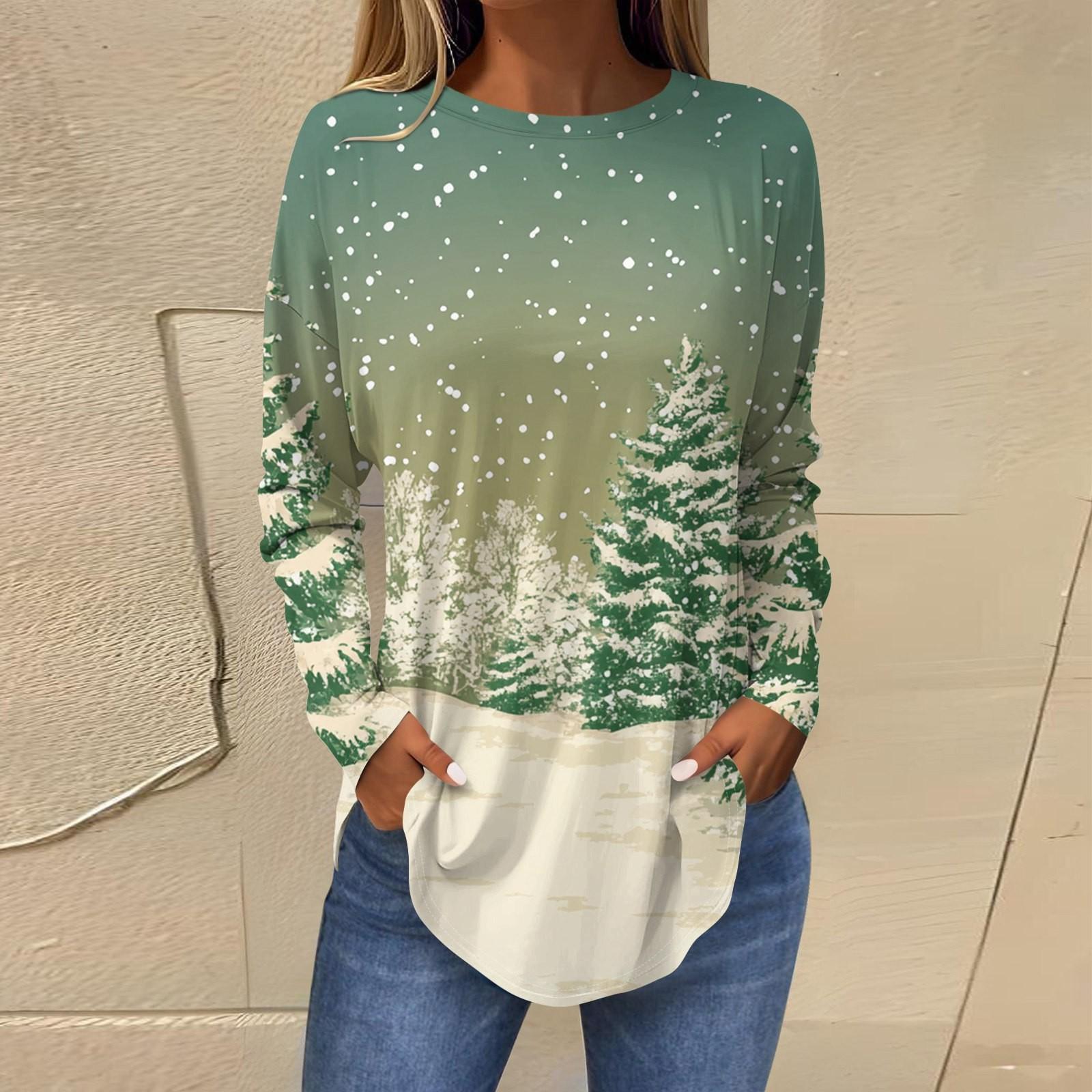 Женские свободные топы с круглым вырезом и капюшоном с длинными рукавами — фото 6