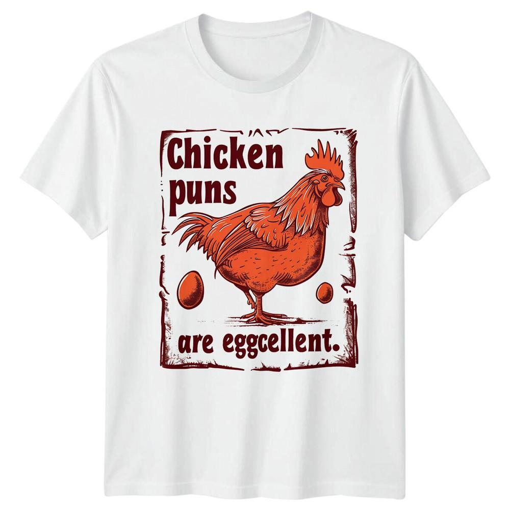 Chicken Puns Are Eggcellent TShirt Funny Animal Pun Rooster Tee S