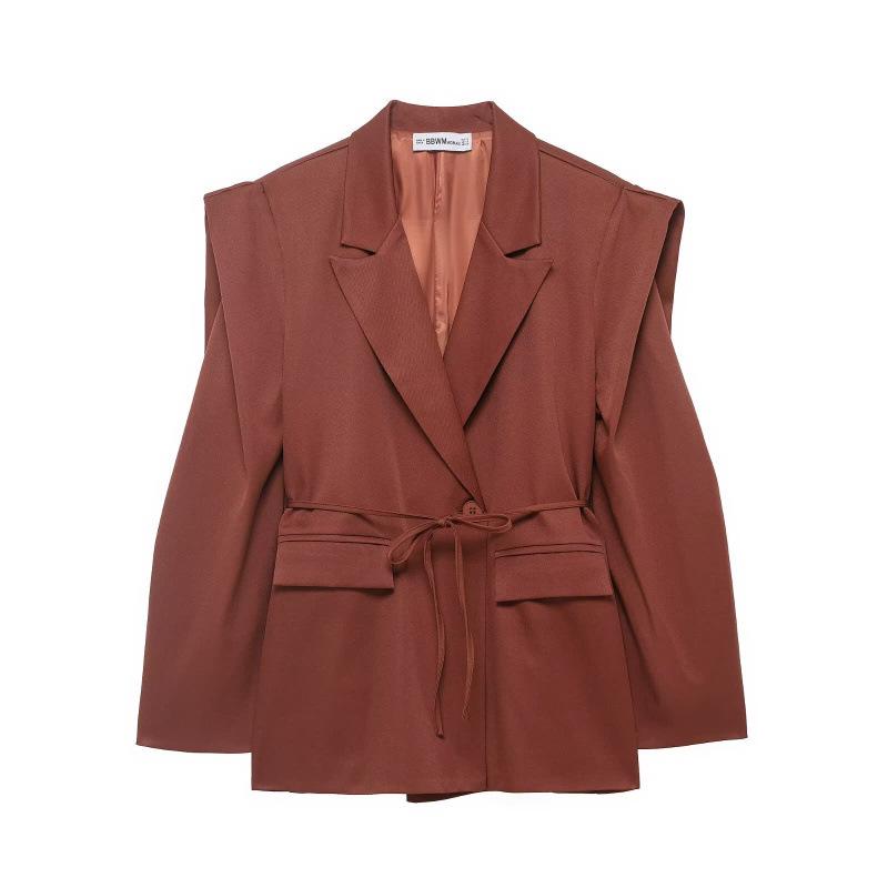 2025 Winter European Lace-up Slimming Wide Shoulder Suit Jacket Large