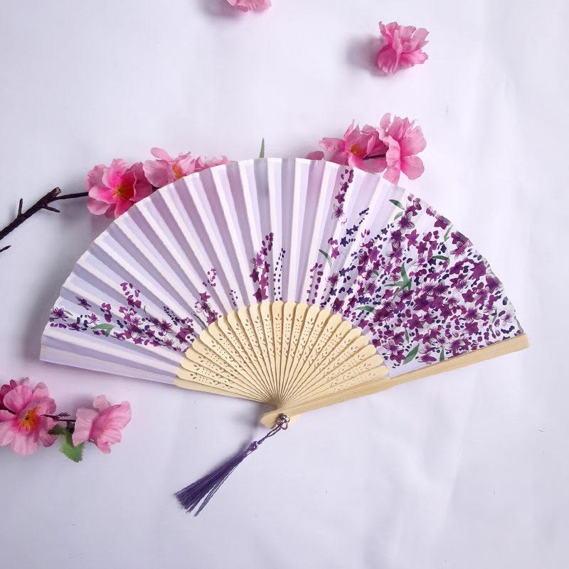 Vintage Bamboo Silk Women's Folding Fan - Portable Dance Gift