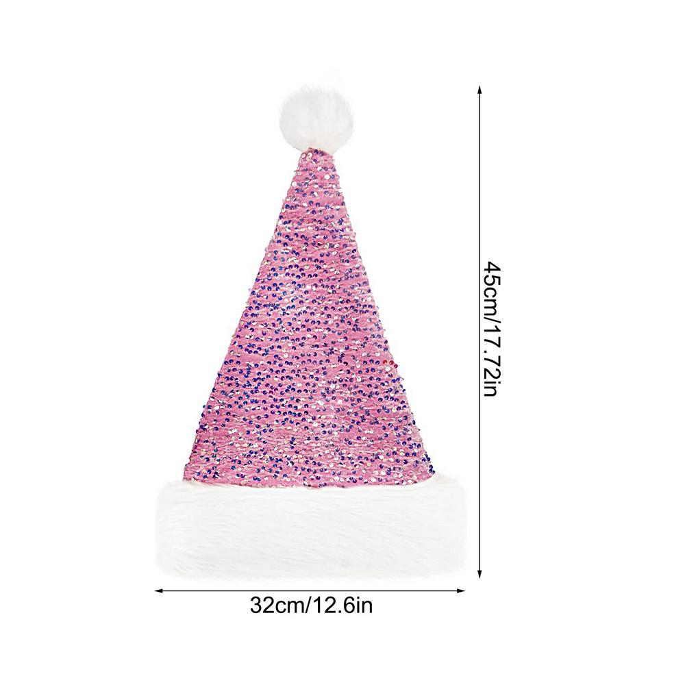 Sequin Santa Hat Christmas Sequin Santa Hat With Shiny Sequin And Pompom Christmas Headwear Happy New Year Sequined Santa Hat