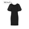MO&Co. Chinese Style Diagonal Placket Puff Sleeve Knit Dress