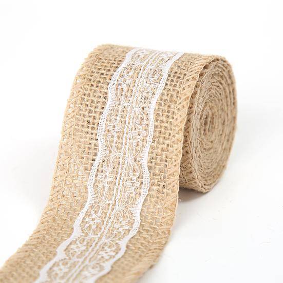 Handmade Retro Clear Texture Burlap Lace Roll Natural White Lace Jute Canvas Roll Home Supplies