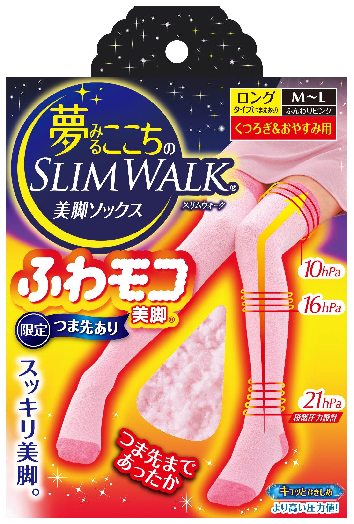 

Dreamy and comfortable Slim Walk fluffy leg soft pink with toe cap socks, M-L size,