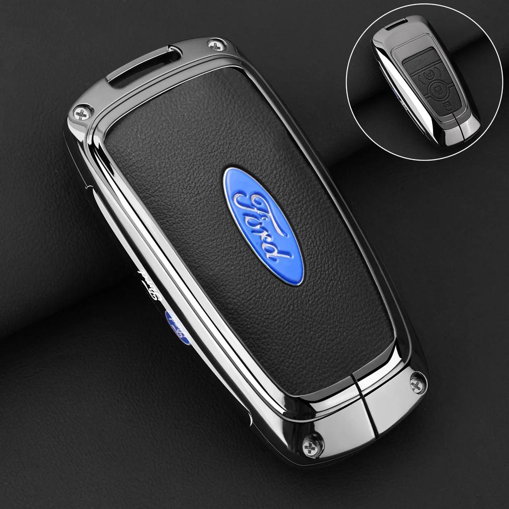 Car Sticker 2026 Ford 2025 Hot Leather Car Key Case Protector Cover for Ford Fusion Mustang Explorer F150 F250 F350 EcoSport Edg