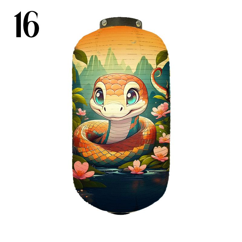 Japanese Style Cloth Lantern New Year Festival Mascots Zodiac Snake Printed Lantern Sushi Shop Bistro Restaurant Decor Ornaments