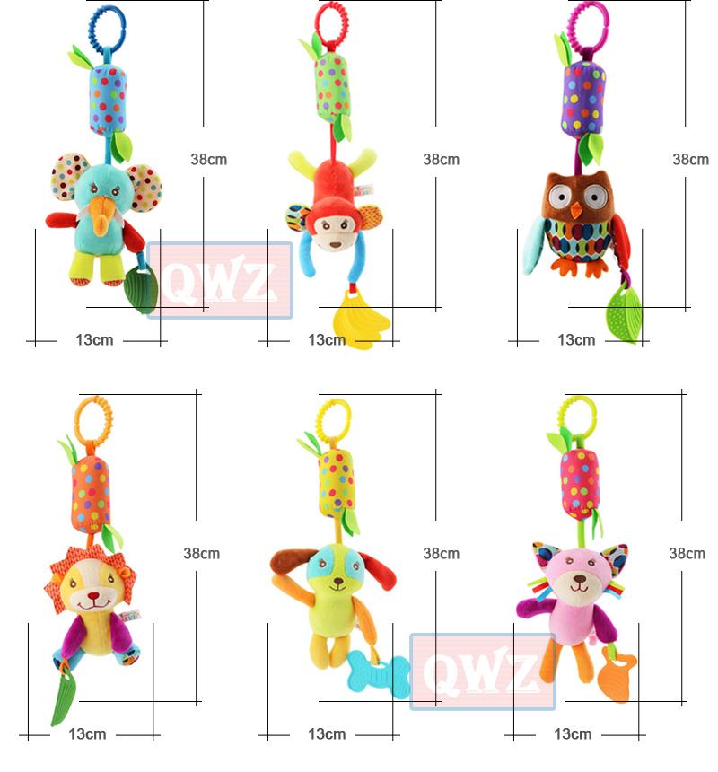 Baby Toy Plush Bed Hanging Pendant Baby Plush Cute Cartoon Animal Wind Chime Stroller Hanging Teether Stroller for Newborn Gifts