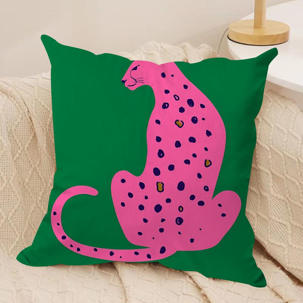 Animal leopard Cushion Cover Silky Short Plush Double-Sided Printed Pillow Case for Sofa All Seasons Home Decor Gift