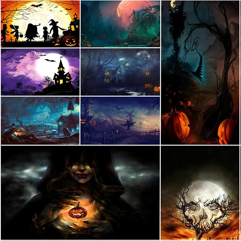 Halloween Cemetery Backdrop for Birthday,Youngsters Shower,Graduation Party Decor,Photography Background,Halloween Decor