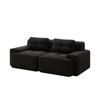 Modulares Sofas ohne Armlehnen, Modernes Wohnzimmersofa mit tiefer Sitzfläche, Bequemes Cord-Wolkensofa, Zweisitzer Kleines Sofa, Schlafsofa, Schwarz