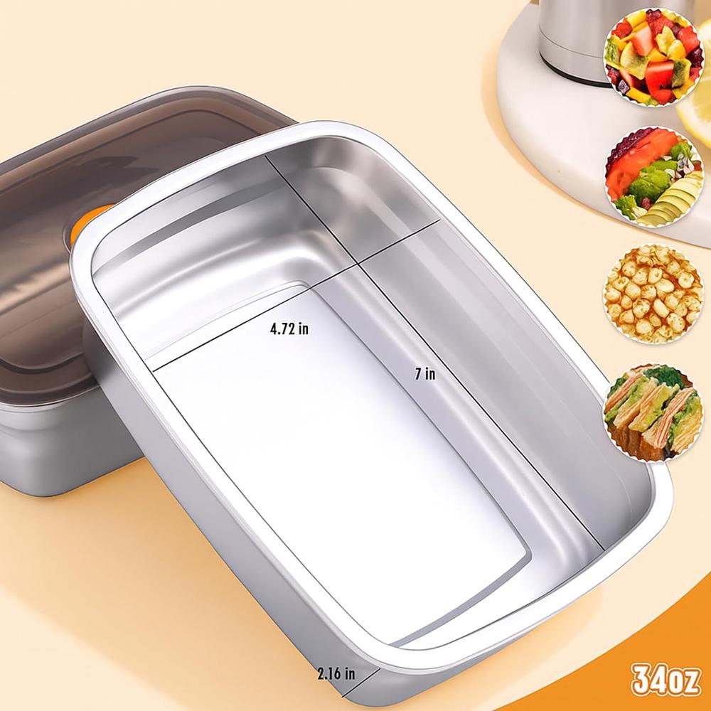 Stainless Steel Food Storage Stackable Meal Prep Boxes for Kitchen Fridge Lunch Ideal for Meal Prep Travel Kitchen Storage