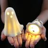 2Pcs LED Lighted Ceramics Specters Ghostly Figurine Sculpture Creative Table Centerpieces Glowing Lamp Halloween Decors