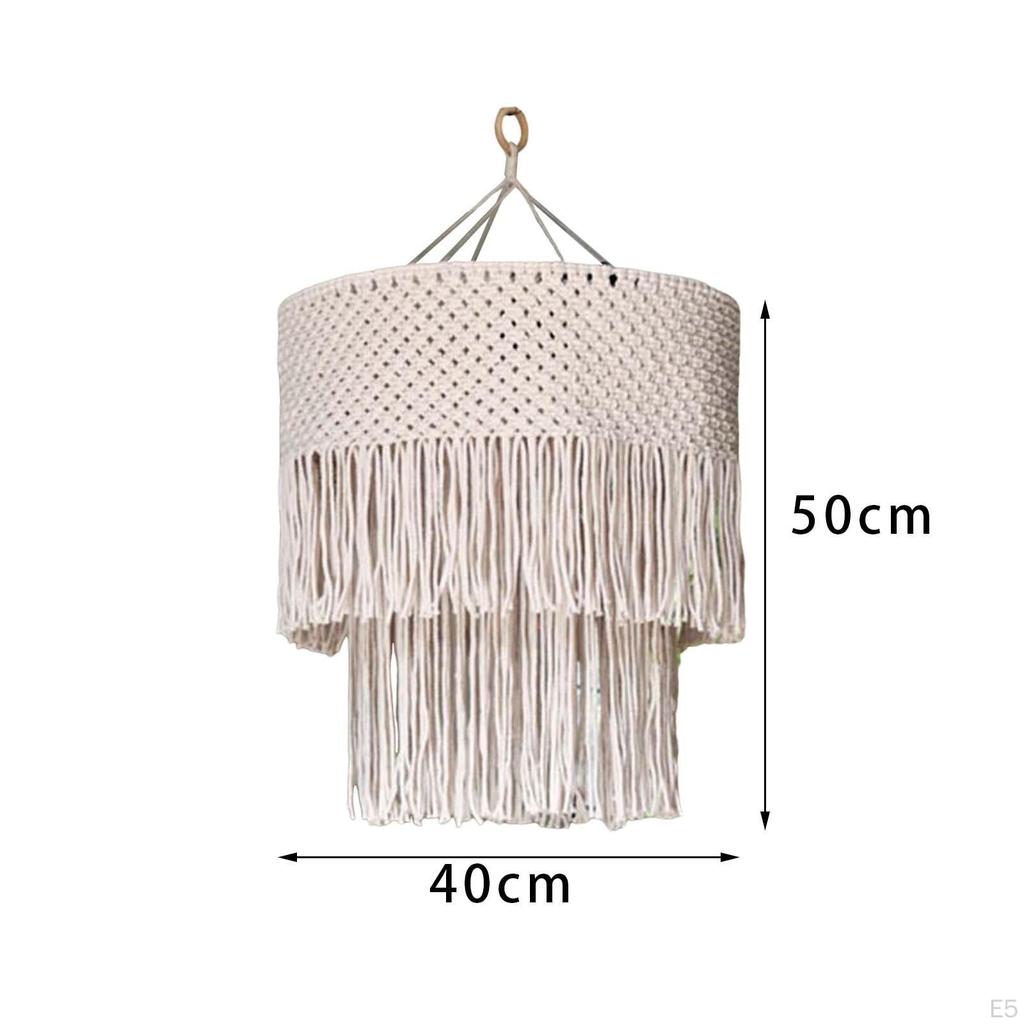 Boho Macrame Pendant Light Shade - Handcrafted Home Decor