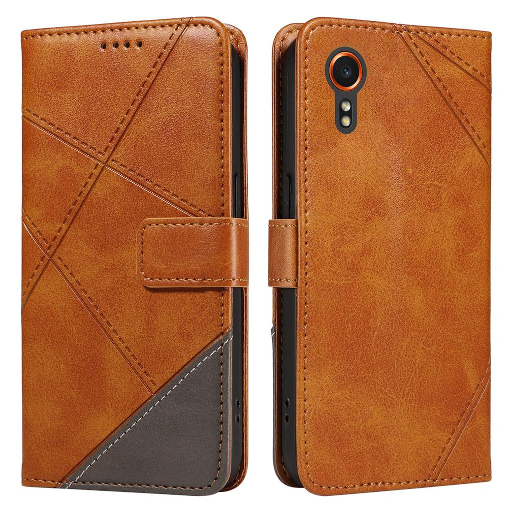 For Samsung Galaxy Xcover7 Case Shockproof Geometric Line Leather Phone Cover Card Holder