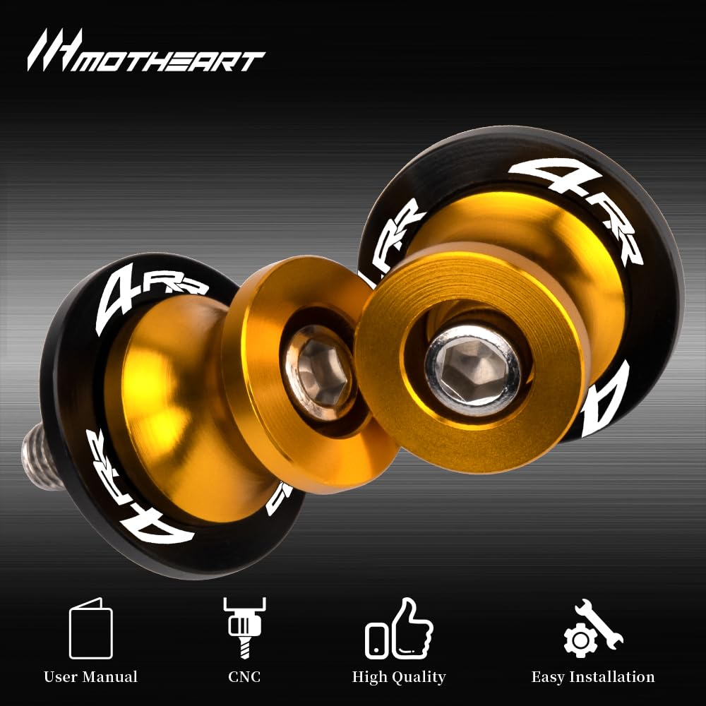 MotHeart M8 Swing Arm Bobbin for Ninja ZX-4RR 2023 Paddock Stand Shock Absorption Protective Slider Ninja Zx-4rr Parts (Gold)
