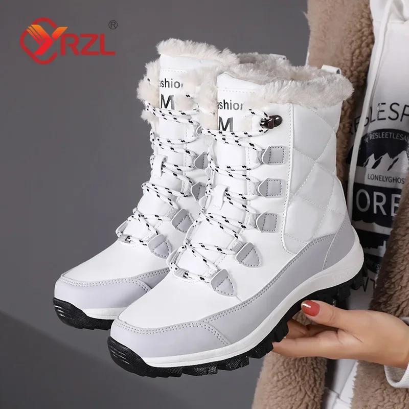YRZL Boots Women Non Slip Winter Snow Boots Platform Shoes for Women Warm Cotton Shoe Ladies Flat Botas Mujer Winter Boot Female