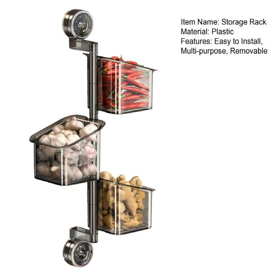 Wandmontierter Küchenorganizer Saugnapf Aufbewahrungskorb Mehrstöckiger drehbarer Aufbewahrungsbehälter für Obst Gemüse Badezimmergebrauch