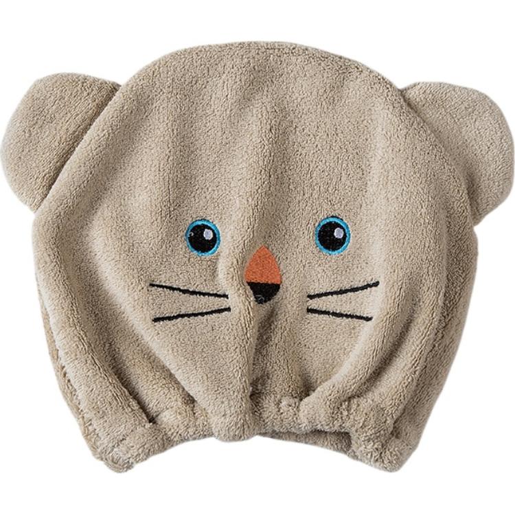Cute Cartoon Bear Soft Absorbent Dry Hair Cap For Kids Coral Fleece Microfiber Hair Drying Towel Head Wrap For Children Kids
