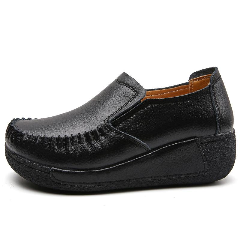 Letnie puste damskie skórzane oddychające buty typu swing Platformowe buty robocze pielęgniarki