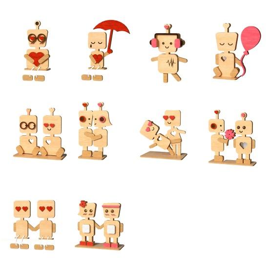 Drewniany Ozdoba Mężczyzna na Walentynki Ręcznie Robiona Wiejska Rustykalna Figurka Robota dla Pary