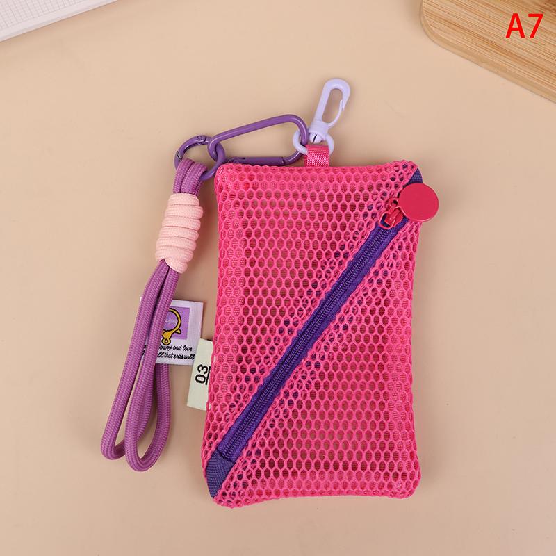 

Lightweight Mesh Zipper Bags Portable Space Saving Travel Toiletry Pockets Rotary Hook Large Capacity Mini Makeup Pouch Home
