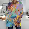 Plus Size Ladies V Neck Long Sleeve Tunic Soft Oversized Tops For Casual Outing And Family Activities