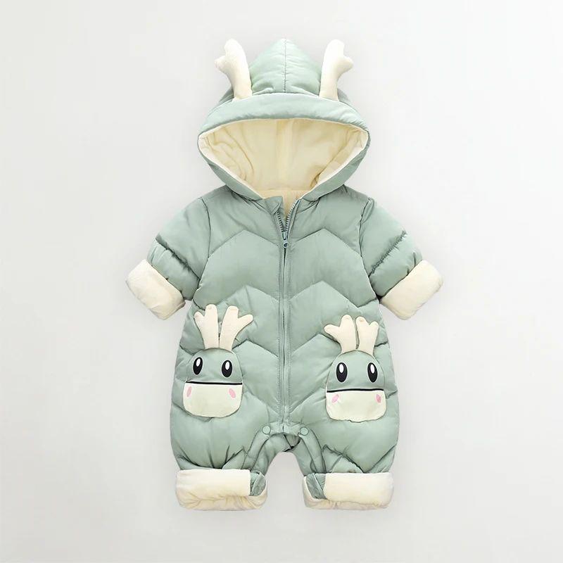 New Born Warm Baby Coat Winter Hooded Rompers Thick Jumpsuit Overalls Snowsuit Children Boys Clothing Kids Clothes DropShipping