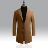 Autumn Men Trench Coat Solid Color Single Breasted Slim Fit Windproof Mid-length