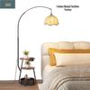 Antique-Style Floor Lamp with Integrated Coffee Table and Storage Rack