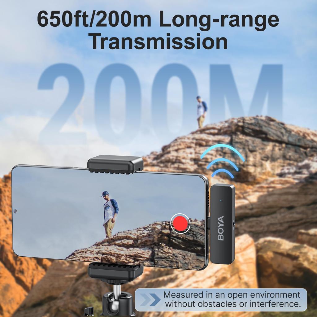 BOYA BY-V4U Wireless Lavalier USB Type-C Microphone, 200m