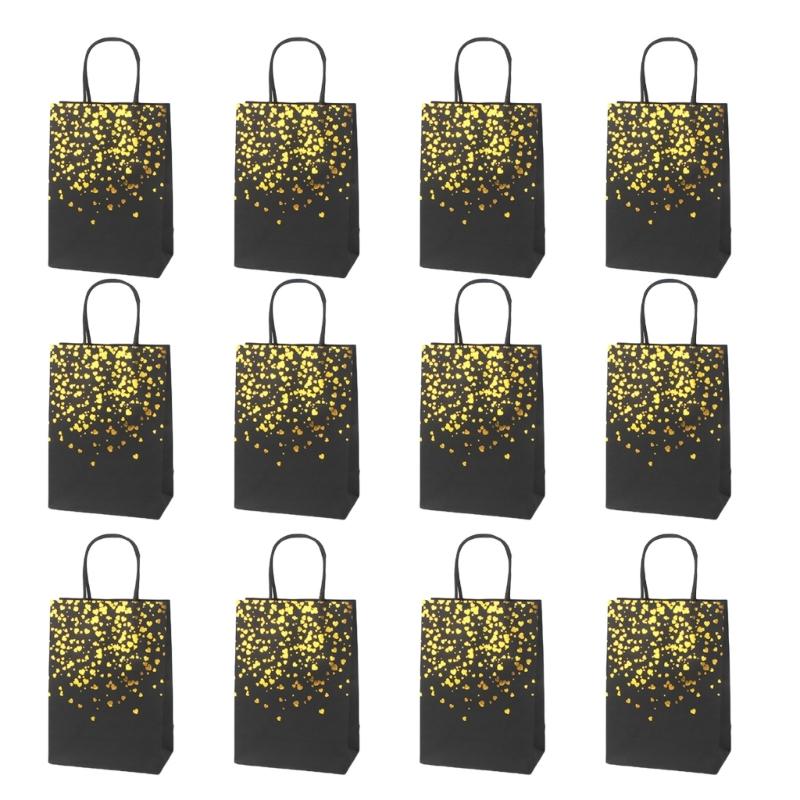 

Pack Of 12 Hotfoil Paper Bags for Gift Wrapping and Party Favors Elegant Retail Shopping Bags with Handle Candy Holders