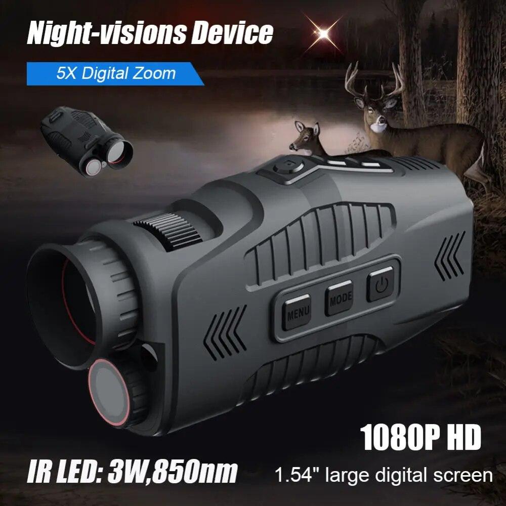 

R11 1080P Монокулярний інфрачервоний прилад нічного бачення День Ніч Використовуйте Фото Відео 5X Digital 300M Повна темна відстань огляду для полювання чорний