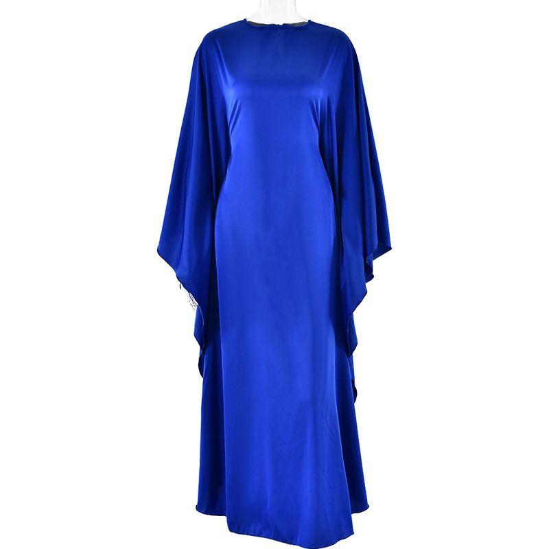 round Neck Satin Batwing Sleeve Loose Dress Catwalk Fashion Long dress Spring round Neck Satin Dress