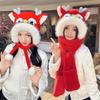 Cute New Year Dragon Head 3in1 Scarf Hat Mitten Suit Winter Earflap Hat Thicken Warmer Supplies for Women Teen Winter