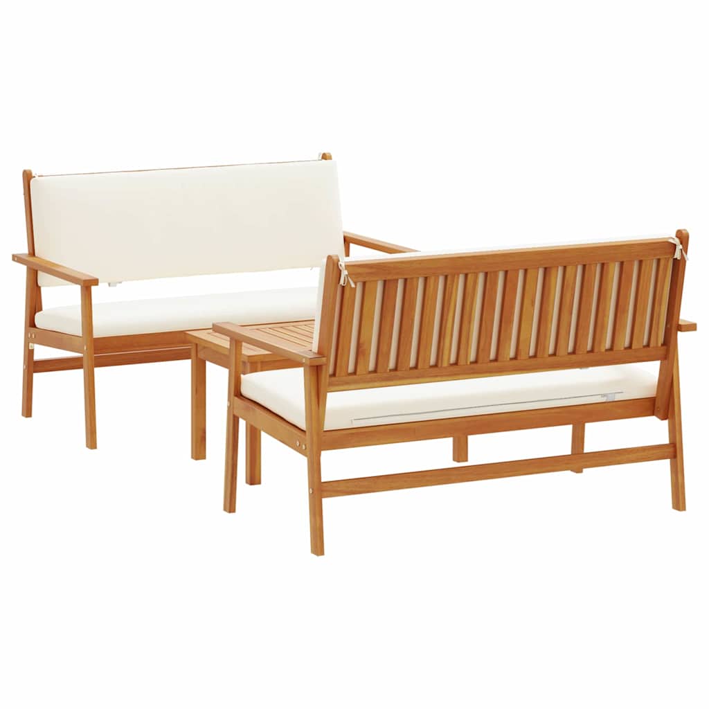 Garden Sofa Set 3 Pcs Brown 120 X 65.5 X 79 Cm Solid Acacia Wood