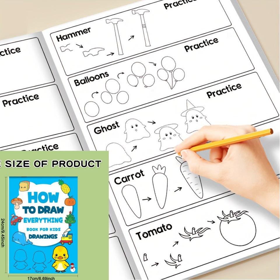 Livre de Dessin et de Coloriage Étape par Étape pour Enfants: Apprendre à dessiner avec des guides de motifs