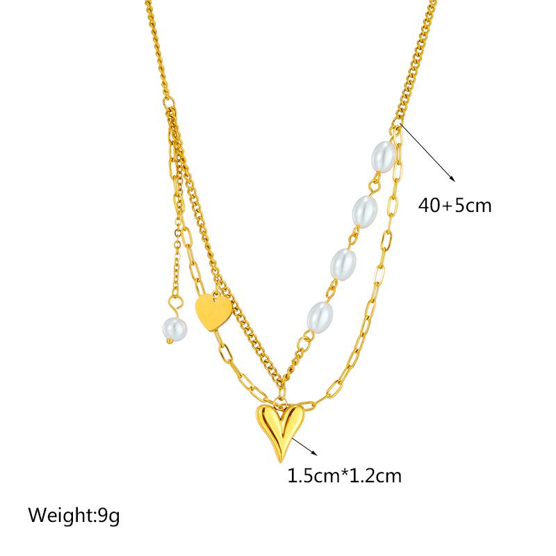 316L Stainless Steel Pearl Heart Butterfly Cross Pendant Necklace For Women Fashion Girls Clavicle Chain Jewelry Gifts