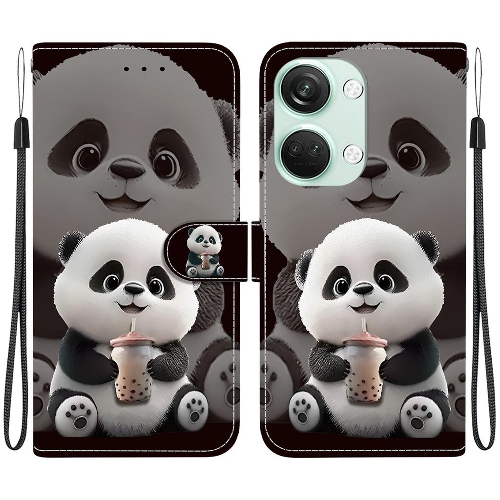 Handmade PU Leather Flip Case for OnePlus Nord 3 / OnePlus Ace 2V Anti-Slip Shockproof Cover with Wrist Strap & Heart/Rose Cat Designs