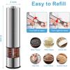 2pcs Electric Salt and Pepper Grinder Set, Automatic One Handed, Stainless Steel Grinders with Lights and Adjustable Coarseness