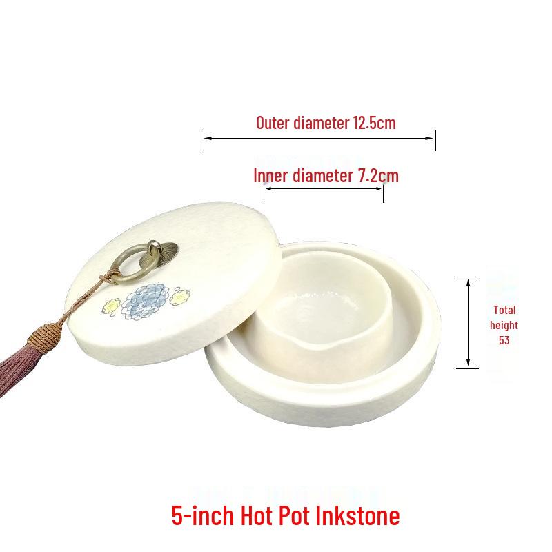 Multi-Purpose Inkwell Set: Includes Inkstone with Lid, Ink Stick, Brush Rest, Ink Sea, Ceramic Inkwell, Ink Box, and Ink Dish.