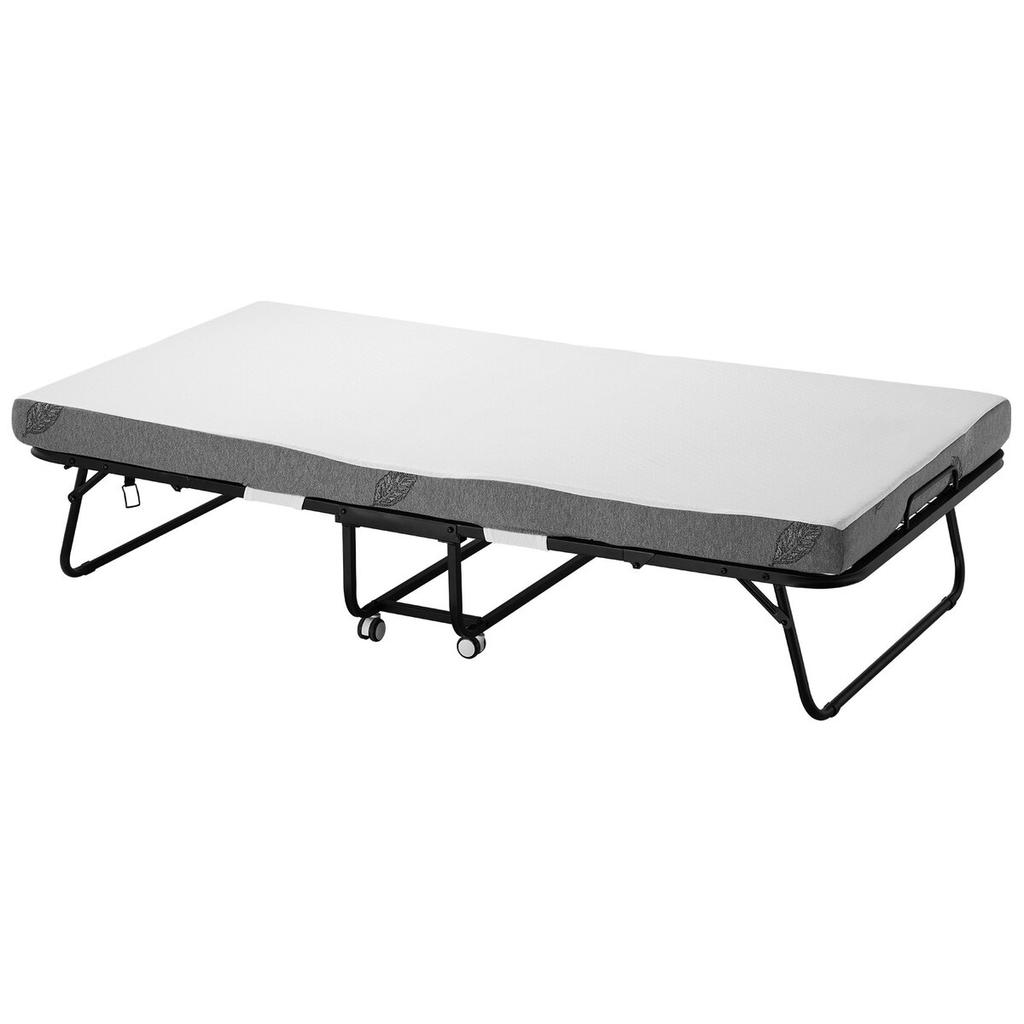 Rollaway Bed Folding Bed with 4 In Foam Mattress for Adults and Guest