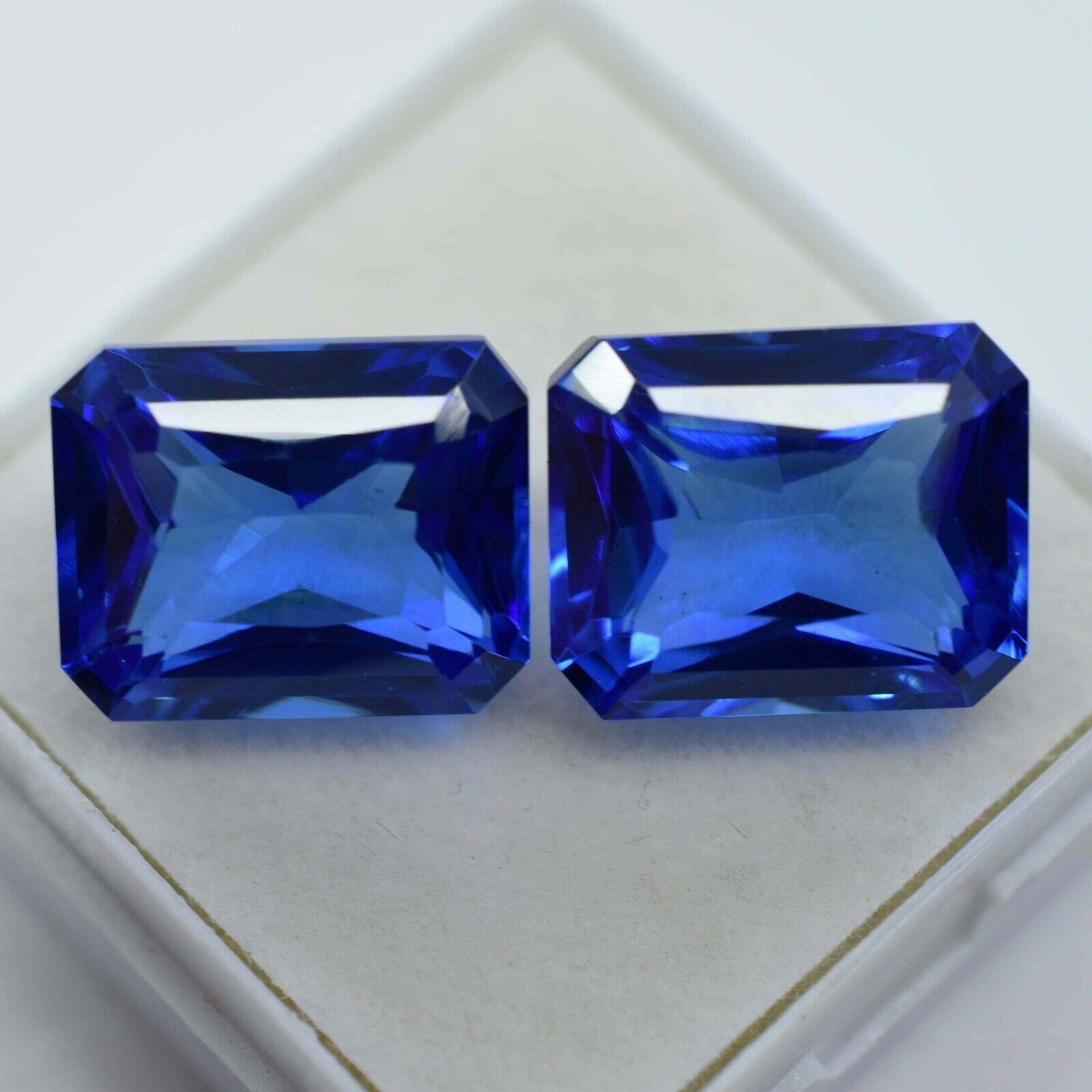 

16 Ct Natural Kashmiri Blue Sapphire CERTIFIED Emerald Cut Loose Gemstone Pair Y-345790 13.2 синій