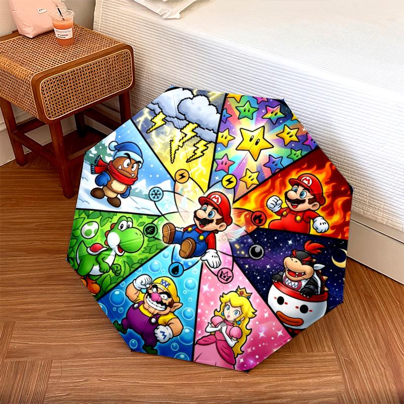 

1PC Automatic Folding Umbrella Super Mario Pattern 8 Ribs Portable Foldable Travel Umbrella Christmas Birthday Gift разноцветный