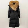OFTBUY Winter Jacket Women Long Natural Real Raccoon Fox Fur Collar White Duck Down Coat Belt Thick Warm Casual Outerwear