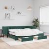 VidaXL Daybed and Trundle and Drawers Dark Green 100x200 Cm Velvet 3196772