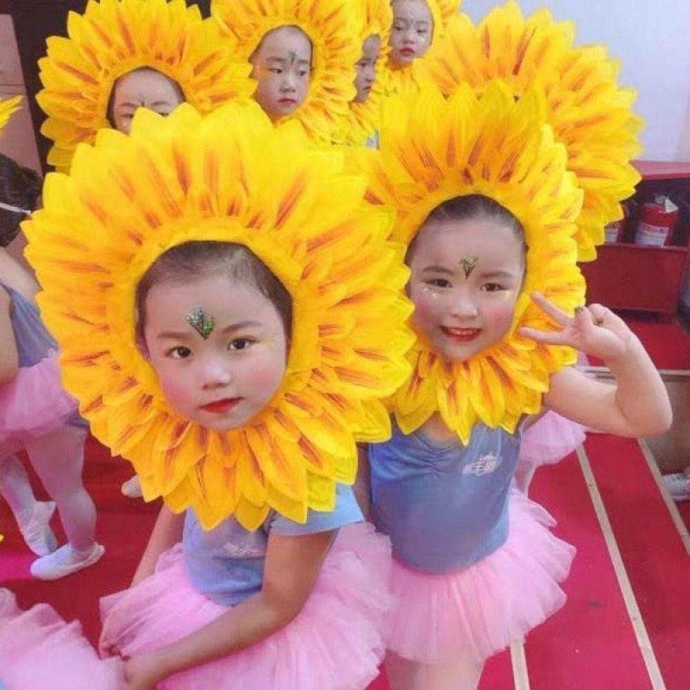 Funny Sunflower Headgear Yellow Sunflower Hat Headpiece Cute Party Sunflower Hat  Kids Games