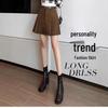 2024 Black High-Waisted Corduroy A-Line Pleated Mini Skirt - Retro Autumn Anti-Exposure Midi.