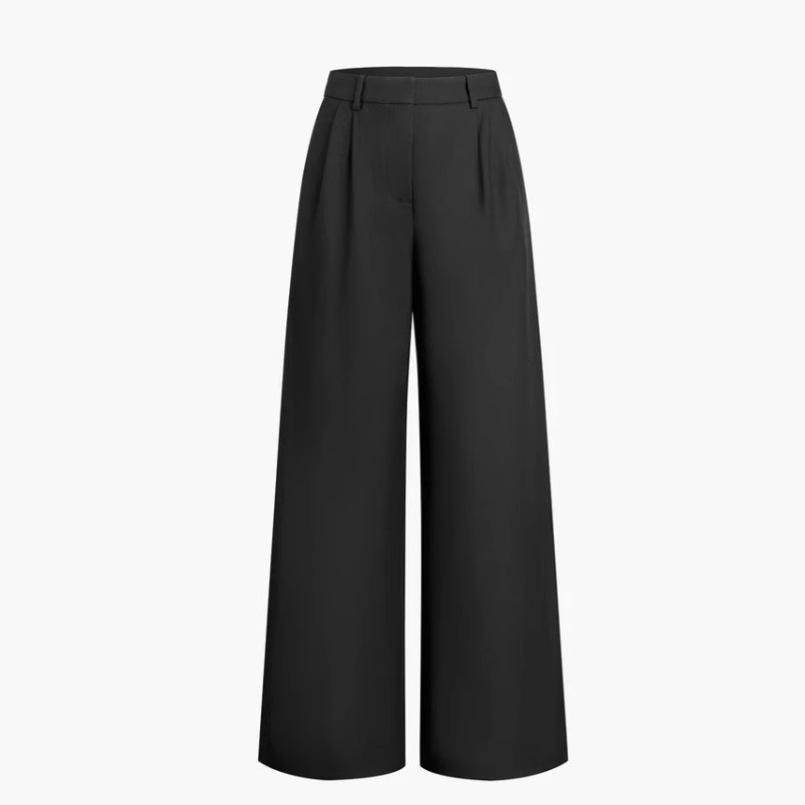 Women's High-Waisted Floor-Length White Commuter Pants - Versatile European & American Style