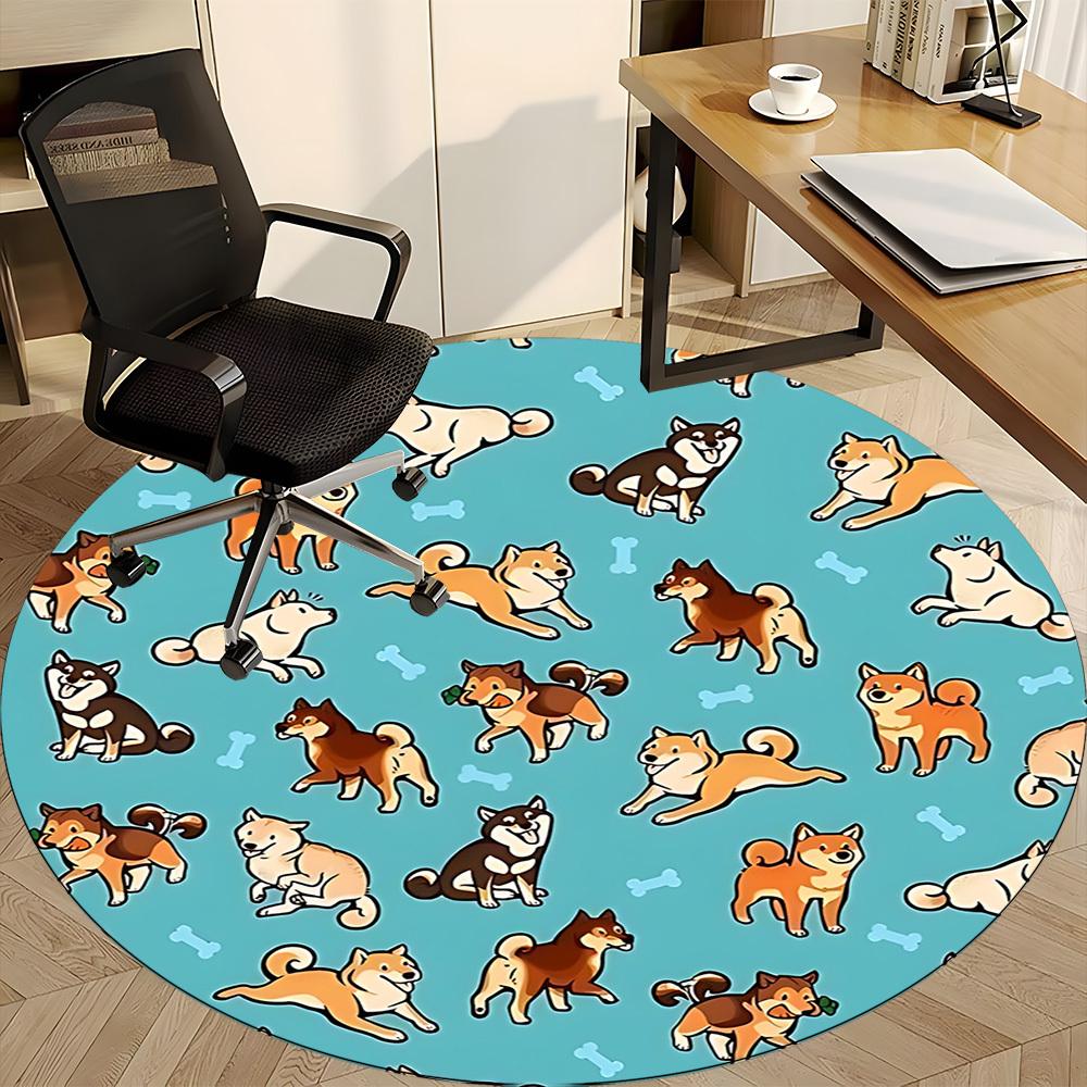 1pc Dogs Bones Office Round Area Rug, Under Office Chairs Bedroom Living Room Home Decor, Room Deco
