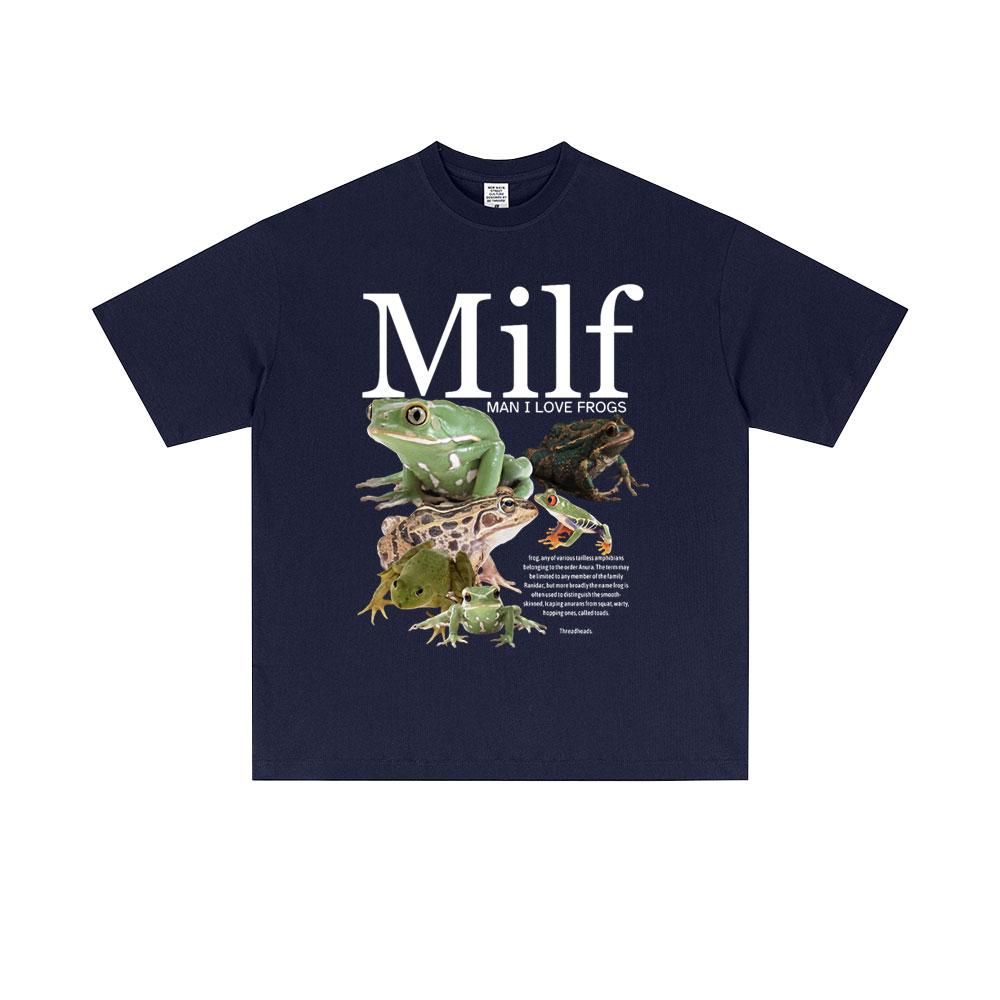 MILF Man I Love Frogs Funny Frog Amphibian Lovers Meme T Shirt Men Women Casual Cotton Vintage Short Sleeve Oversized Tshirts